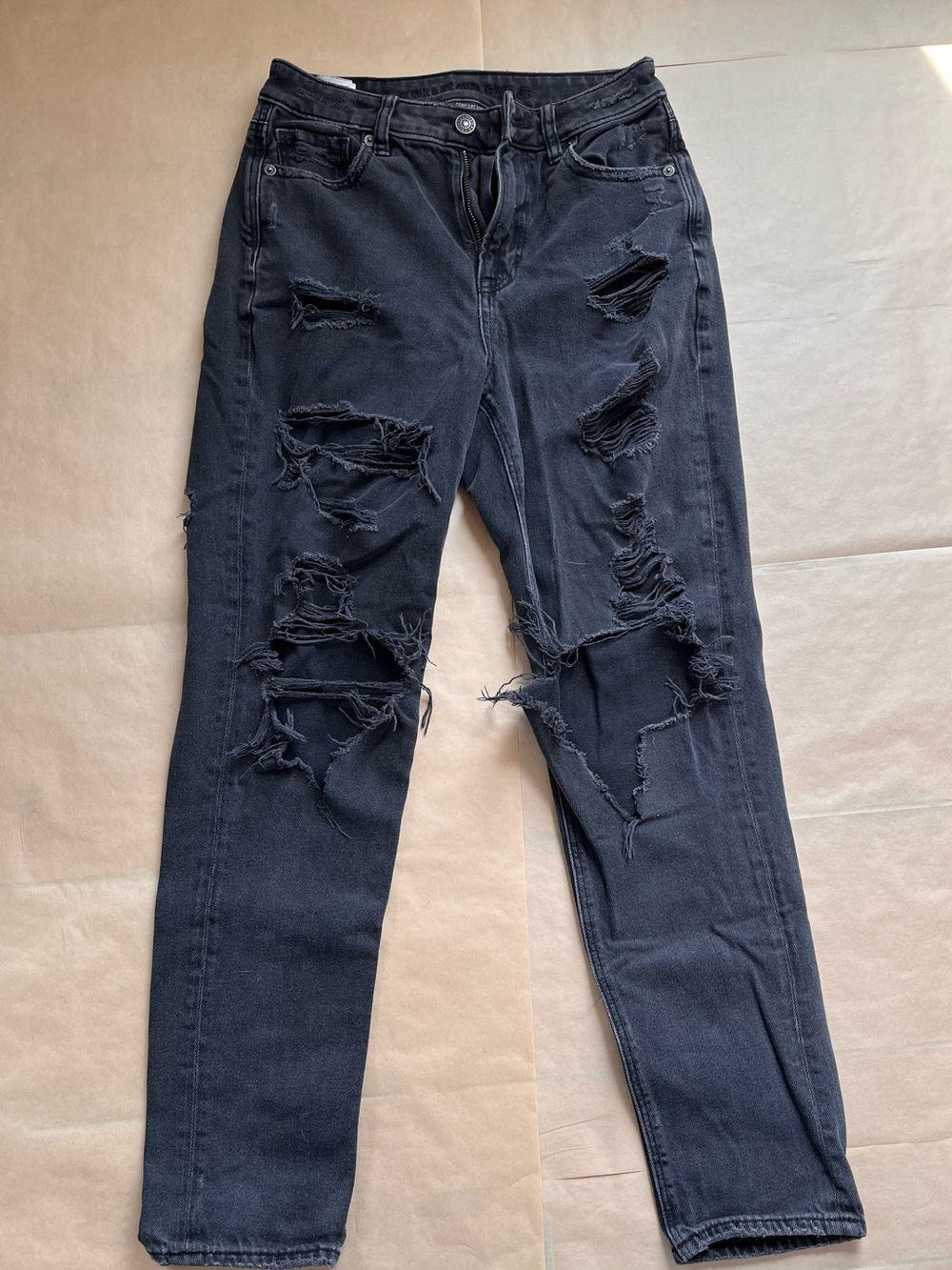 Black Distressed American Eagle Outfitters Mom Jeans